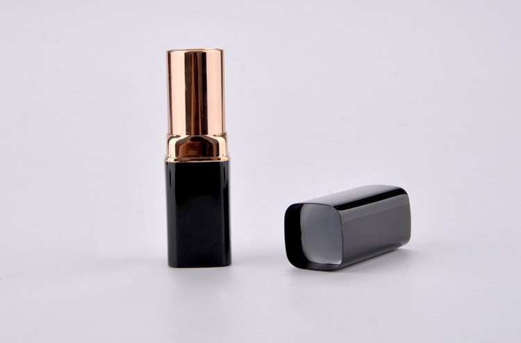 Black aluminum square lipstick tube