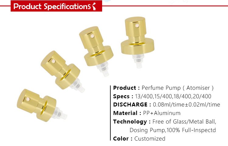 Customized Shiny Gold Aluminum Crimp Pump