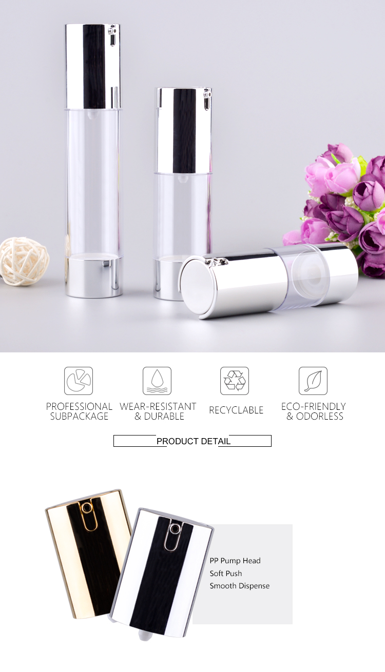 50ml plastic acrylic airless cosmetic bottle