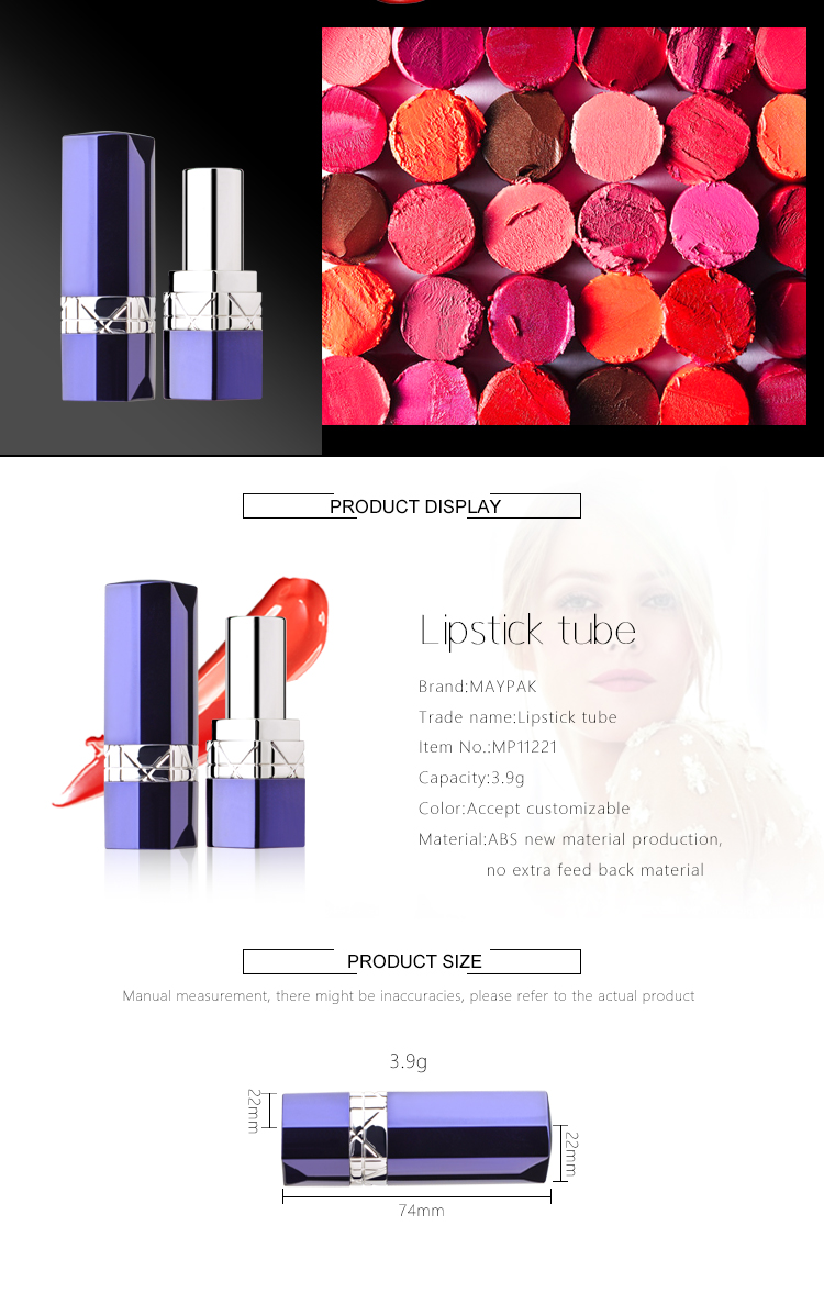 cosmetic 3.9g plastic lipstick tube