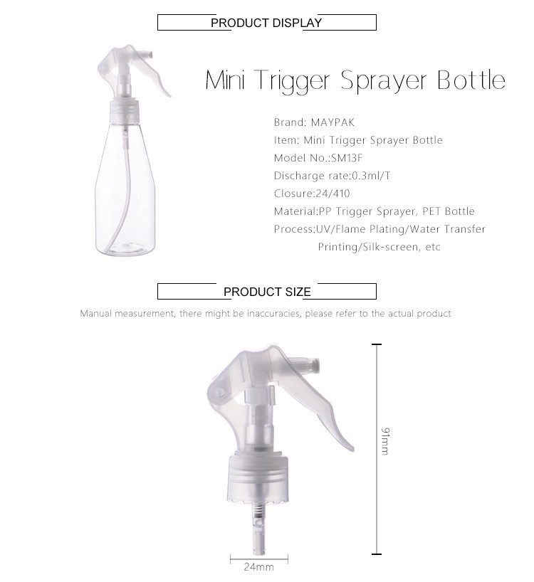 Plastic output 0.3ml mini trigger sprayer