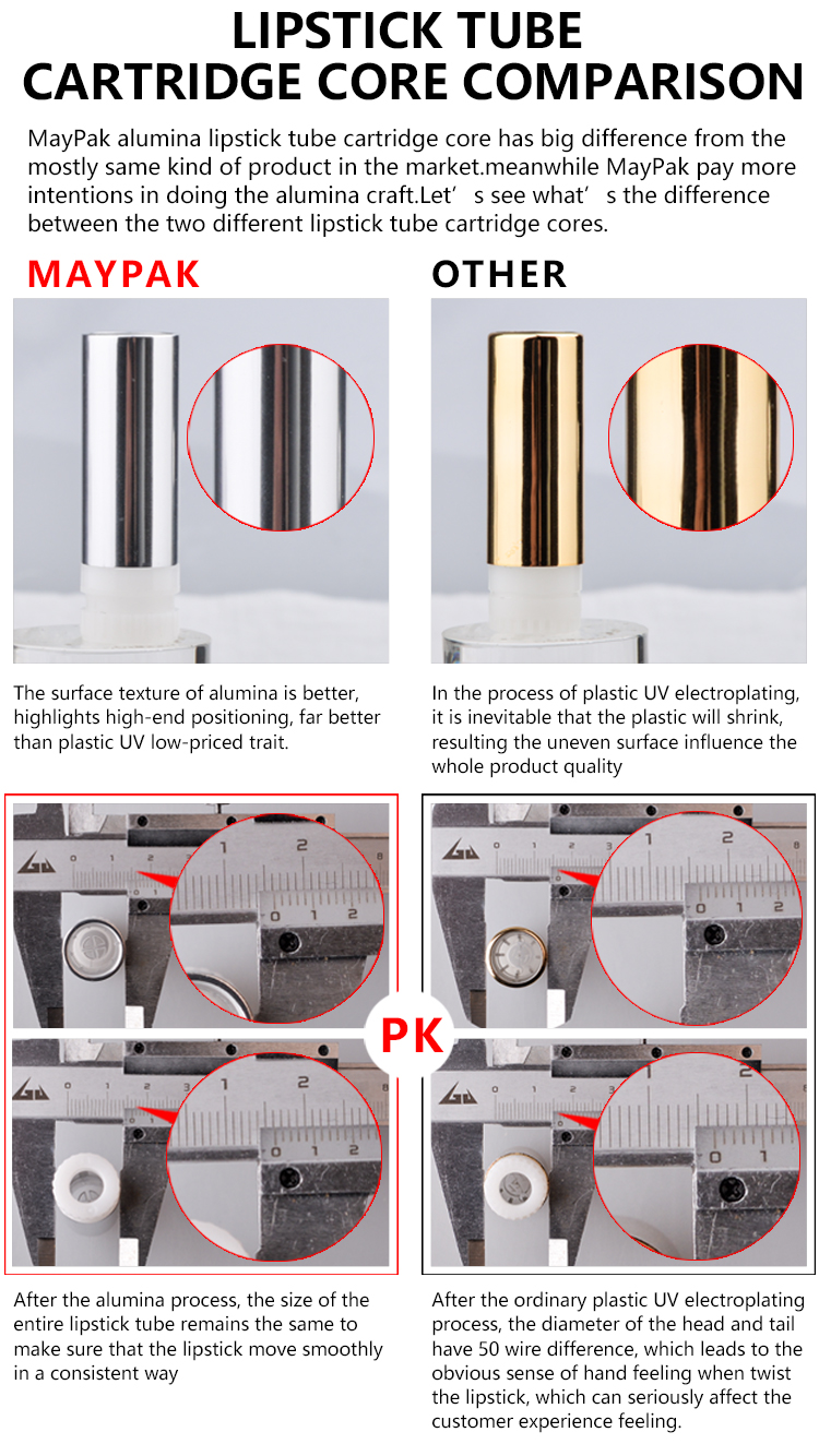 plastic cosmetic lipstick container cartridge core