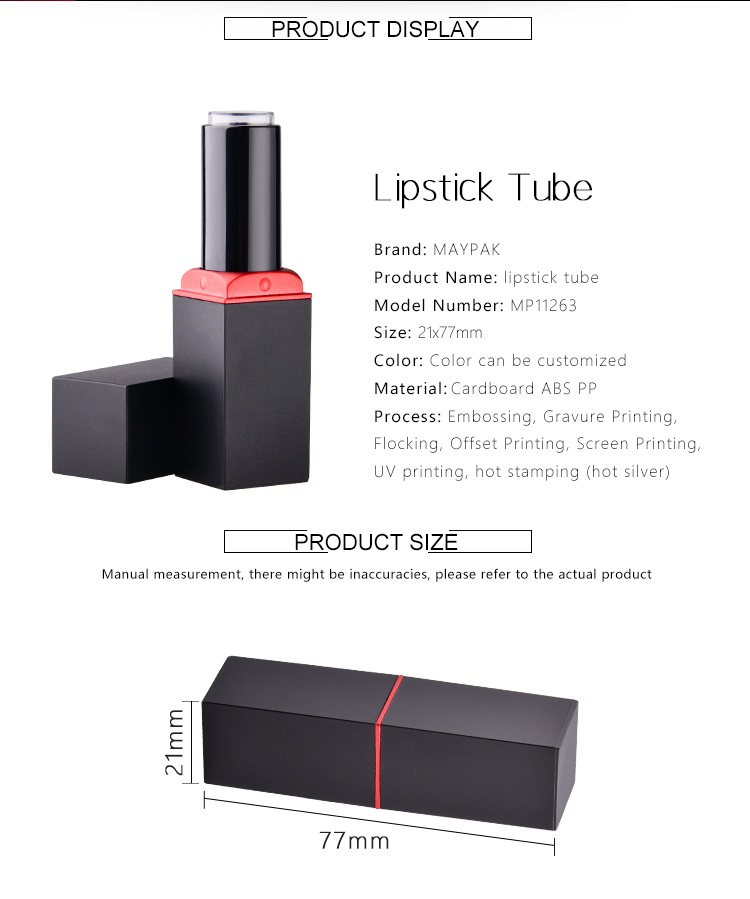 Wholesale Glitter Square Magnetic Lipstick Tube Maypak