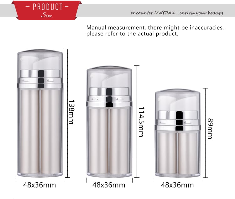 Two nozzles Plastic Cosmetic Airless Bottle