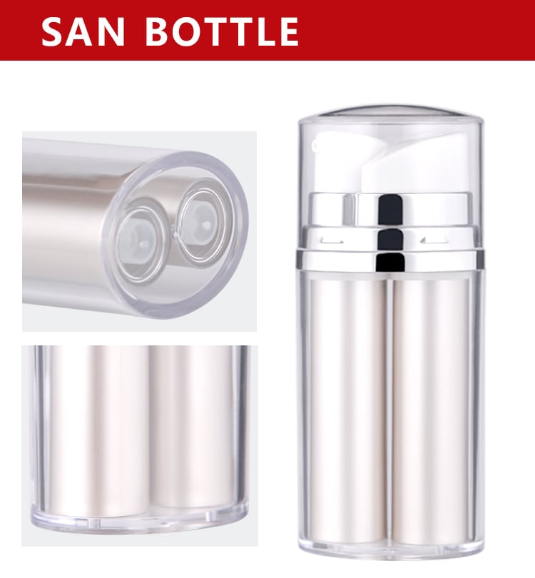 Two nozzles Plastic Cosmetic Airless Bottle