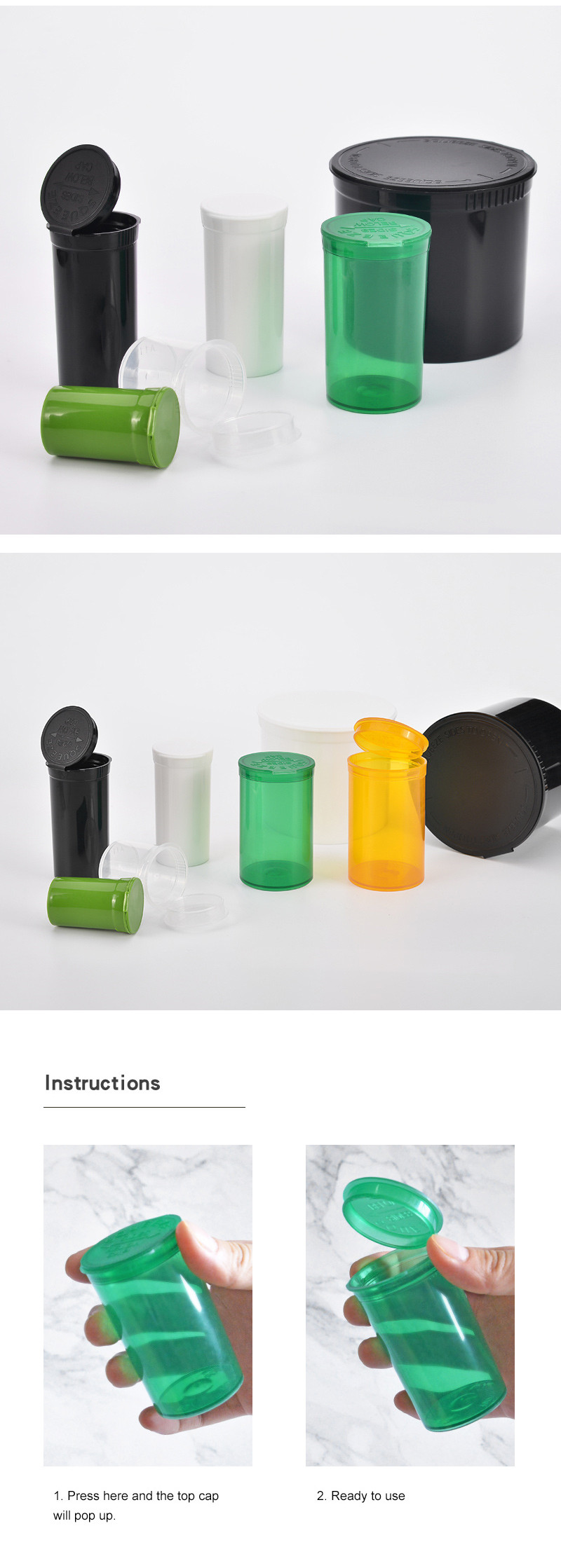 empty plastic pop top vial